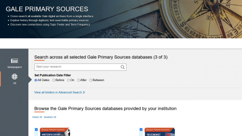Website of the Gale database