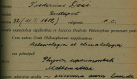 Certificate of Frigyes Dési’s doctoral degree