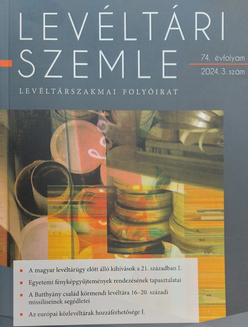 Levéltári Szemle 2023. évi 4. számának címoldala 